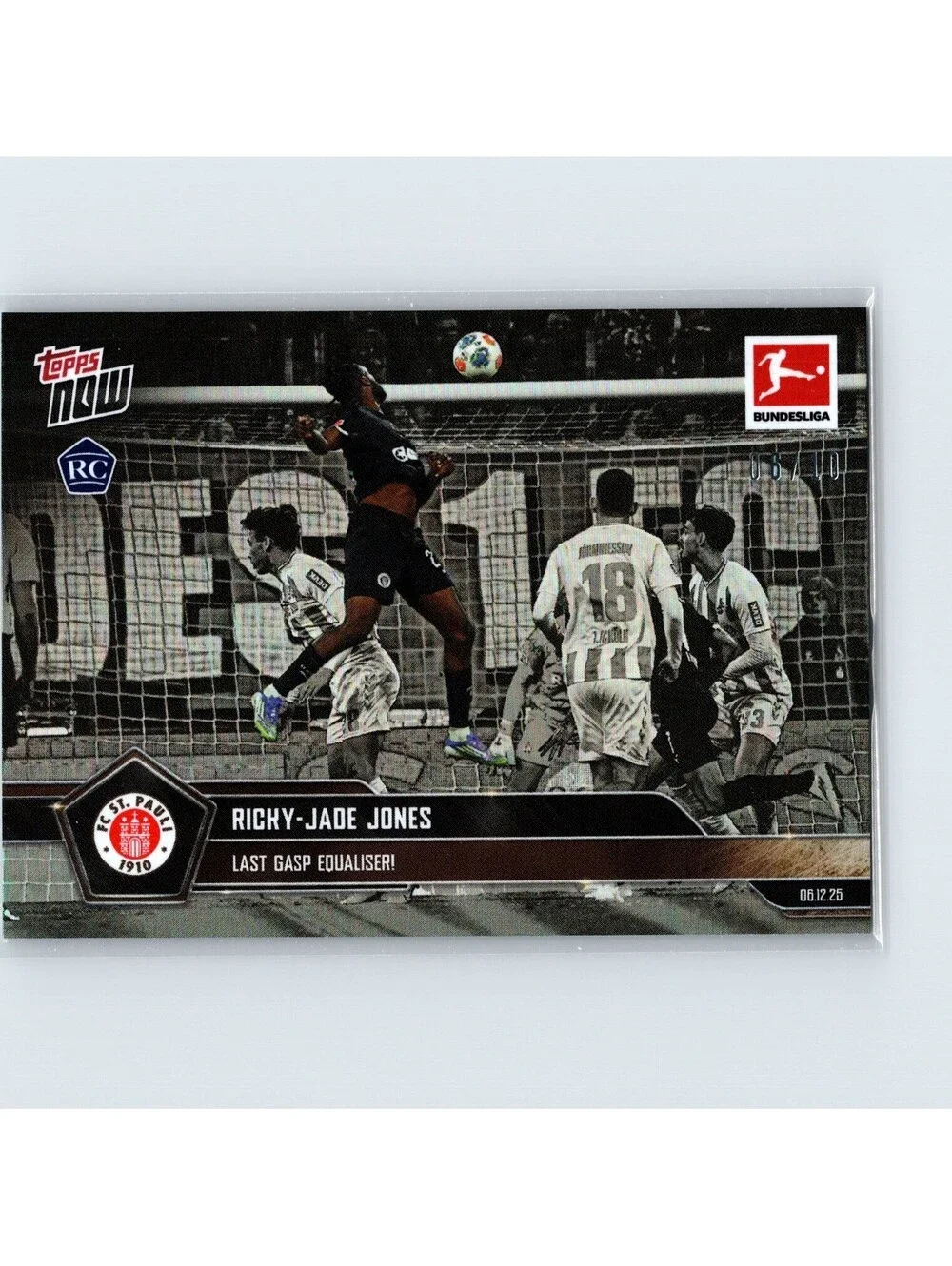 2025-26 Topps Now Bundesliga - Ricky Jade Jones RC #73 - Equaliser - Black #/10
